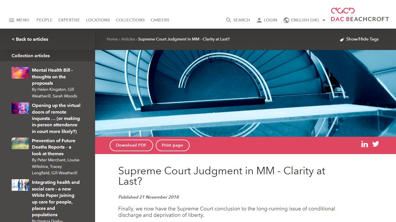 Supreme Court Judgment in MM - Clarity at Last? - DAC Beachcroft